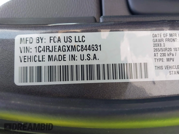 2021 Jeep Grand Cherokee Laredo E z VIN 1C4RJEAGXMC844631, wystawiony jako IAAI lot #42516098 z przebiegiem 65 564 mil mil oraz . Historia ofert i sprzedaży dostępna na DreamBid. Obrazek 9.