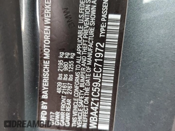 2018 BMW 4 Series 430i with VIN WBA4Z1C59JEC71972, listed as a Copart auction lot 84055464 with 120,699 mi miles and Salvage Title. Bid and sale history available at DreamBid. Image 12.