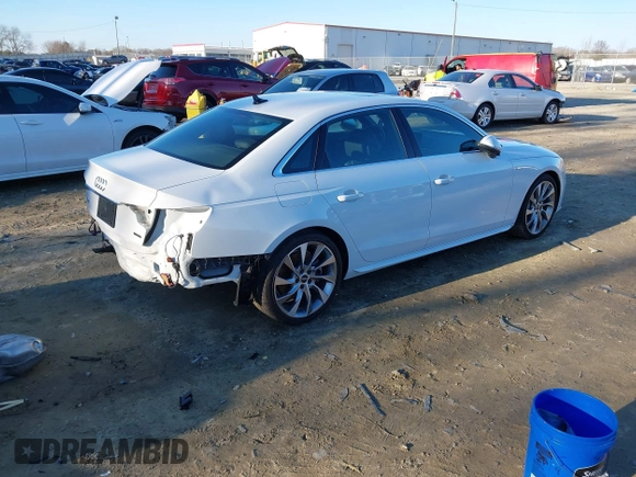 2021 Audi A4 S line Premium Plus with VIN WAUEAAF4XMA038044, listed as a IAAI auction lot 41354276 with 19,726 mi miles and . Bid and sale history available at DreamBid. Image 4.