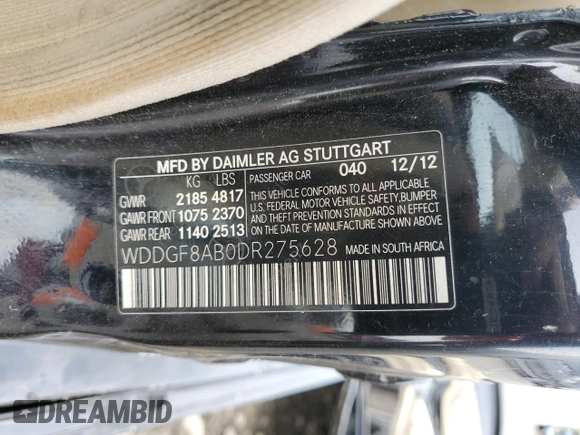 2013 Mercedes-Benz C 300 Sport with VIN WDDGF8AB0DR275628, listed as a Copart auction lot 51666525 with Not Provided miles and Salvage Title. Bid and sale history available at DreamBid. Image 13.