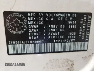 2015 Volkswagen Jetta Sedan 1.8T SE w/Connectivity with VIN 3VWD07AJ9FM230057, listed as a Copart auction lot 47434205 with 163,453 mi miles and Clean Title. Bid and sale history available at carsss.com. Image 12.