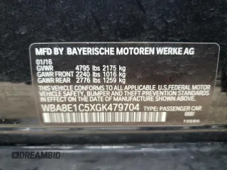 2016 BMW 3 Series 330e iPerformance with VIN WBA8E1C5XGK479704, listed as a Copart auction lot 36947783 with 80,885 mi miles. Bid and sale history available at carsss.com. Image 12.