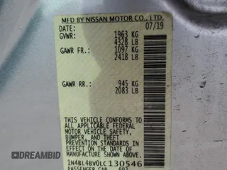 2020 Nissan Altima 2.5 S with VIN 1N4BL4BV0LC130546, listed as a Copart auction lot 48065515 with 140,689 mi miles and Salvage Title. Bid and sale history available at carsss.com. Image 12.