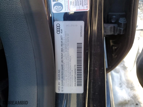 2018 Audi A7 Premium Plus with VIN WAUW3AFC3JN090173, listed as a Copart auction lot 40884873 with 61,474 mi miles. Bid and sale history available at carsss.com. Image 12.