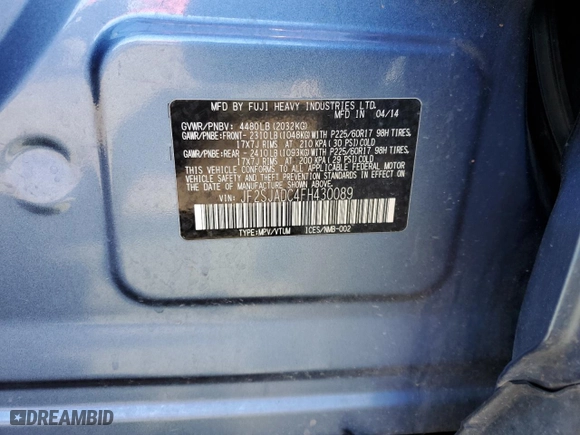 2015 Subaru Forester 2.5i Premium with VIN JF2SJADC4FH430089, listed as a Copart auction lot 50406945 with 128,848 mi miles and Salvage Title. Bid and sale history available at carsss.com. Image 12.