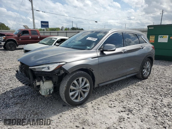 2019 Infiniti QX50 Luxe with VIN 3PCAJ5M16KF135750, listed as a Copart auction lot 51759265 with 159,965 mi miles and Salvage title. Bid and sale history available at DreamBid. Image 1.