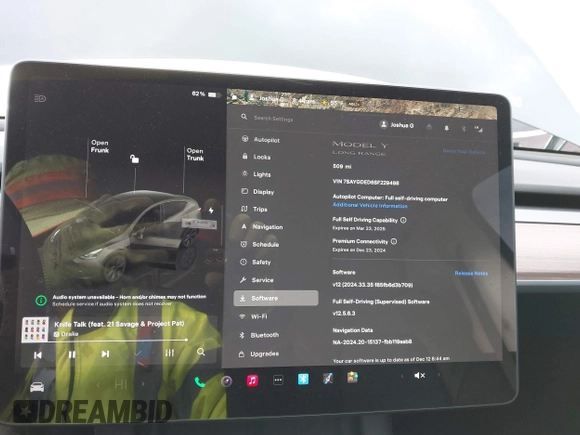 2025 Tesla Model Y Long Range with VIN 7SAYGDED6SF229498, listed as a IAAI auction lot 41086718 with 509 mi miles and . Bid and sale history available at DreamBid. Image 7.