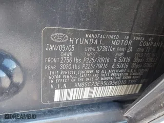 2005 Hyundai Santa Fe GLS with VIN KM8SC73E95U956010, listed as a IAAI auction lot 42134272 with 190,895 mi miles. Bid and sale history available at carsss.com. Image 9.