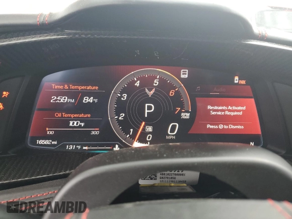 2021 Chevrolet Corvette 3LT with VIN 1G1YC2D43M5114255, listed as a Copart auction lot 66332224 with 16,582 mi miles and Salvage Title. Bid and sale history available at carsss.com. Image 9.