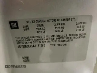 2010 Chevrolet Impala LT with VIN 2G1WB5EK5A1181980, listed as a Copart auction lot 51943015 with 160,075 mi miles and Salvage Title. Bid and sale history available at DreamBid. Image 12.