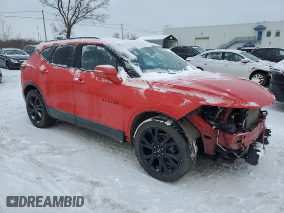 2022 Chevrolet Blazer RS with VIN 3GNKBKRS6NS143335, listed as a Copart auction lot 89139555 with 55,106 mi miles and Salvage title. Bid and sale history available at DreamBid. Image 4.