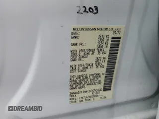 2022 Nissan Titan SV with VIN 1N6AA1EC1NN107060, listed as a Copart auction lot 86410174 with 6,899 mi miles and Clean title. Bid and sale history available at DreamBid. Image 12.