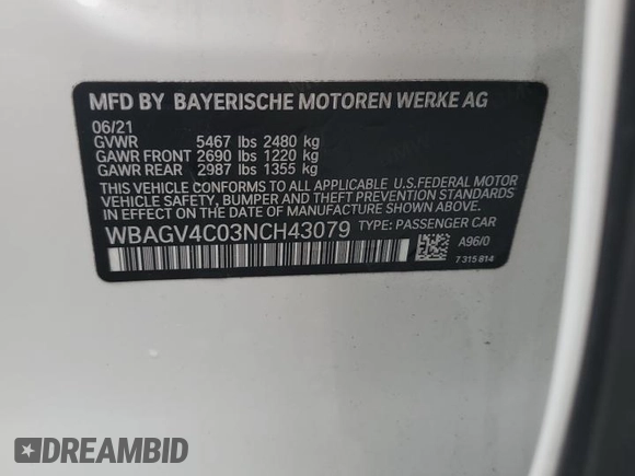 2022 BMW 8 Series 840i с VIN WBAGV4C03NCH43079, выставлен на аукционе Copart как лот 59799665 с пробегом 28 069 миль миль и Списание • Salvage title. История ставок и продаж доступна на DreamBid. Изображение 12.