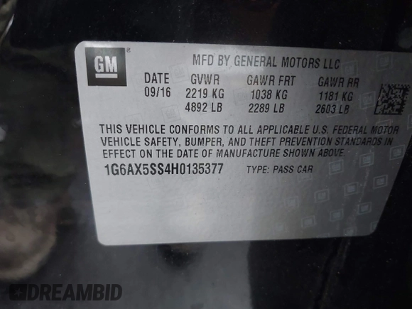 2017 Cadillac CTS Luxury AWD with VIN 1G6AX5SS4H0135377, listed as a IAAI auction lot 41442999 with 86,804 mi miles and . Bid and sale history available at DreamBid. Image 9.