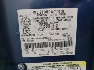 2013 Ford F-150 XL with VIN 1FTFW1EF5DKE30869, listed as a Copart auction lot 52978045 with 59,667 mi miles and Clean Title. Bid and sale history available at carsss.com. Image 12.