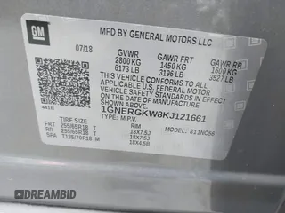 2019 Chevrolet Traverse LT Cloth with VIN 1GNERGKW8KJ121661, listed as a IAAI auction lot 42397659 with 102,785 mi miles and . Bid and sale history available at DreamBid. Image 9.