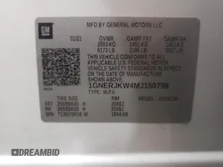 2021 Chevrolet Traverse RS with VIN 1GNERJKW4MJ150798, listed as a Copart auction lot 85663944 with 55,998 mi miles and Salvage Title. Bid and sale history available at carsss.com. Image 14.
