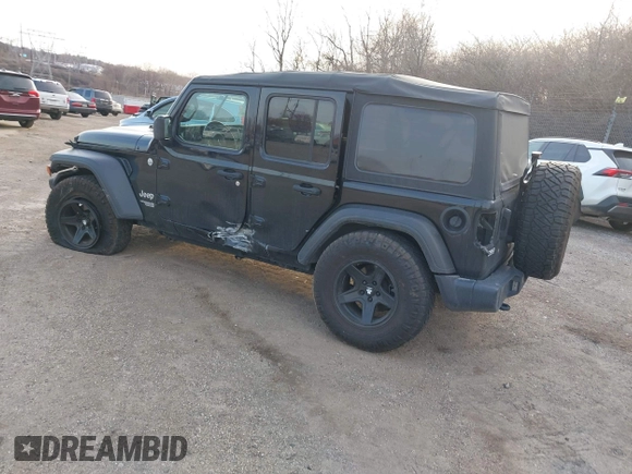 2020 Jeep Wrangler Unlimited Sport S with VIN 1C4HJXDG5LW189584, listed as a IAAI auction lot 41738928 with 75,948 mi miles and . Bid and sale history available at DreamBid. Image 3.
