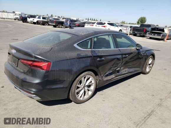 2022 Audi A5 Sportback Premium with VIN WAUABCF59NA007997, listed as a Copart auction lot 72692294 with 20,929 mi miles and Salvage Title. Bid and sale history available at carsss.com. Image 3.