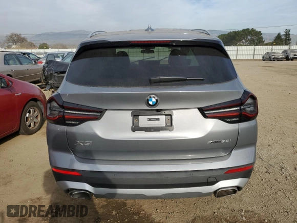 2024 BMW X3 xDrive30i with VIN 5UX53DP00R9W73386, listed as a Copart auction lot 42703305 with 6,861 mi miles and Salvage Title. Bid and sale history available at carsss.com. Image 6.