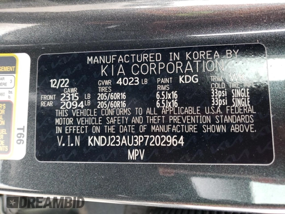 2023 Kia Soul LX with VIN KNDJ23AU3P7202964, listed as a Copart auction lot 82875414 with 9,661 mi miles and Non Repairable. Bid and sale history available at DreamBid. Image 14.