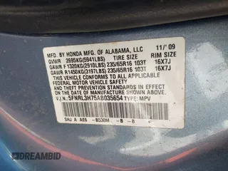 2010 Honda Odyssey EX-L with VIN 5FNRL3H75AB035654, listed as a IAAI auction lot 42026515 with 269,386 mi miles. Bid and sale history available at carsss.com. Image 9.