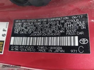 2017 Toyota Prius Two with VIN JTDKARFU0H3540690, listed as a IAAI auction lot 41766068 with 276,246 mi miles. Bid and sale history available at carsss.com. Image 9.