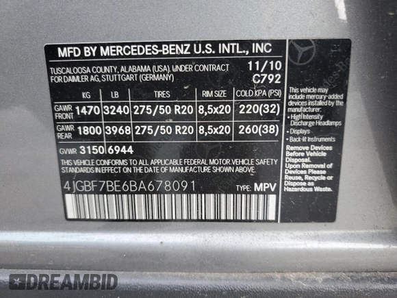 2011 Mercedes-Benz GL-Class GL 450 with VIN 4JGBF7BE6BA678091, listed as a Copart auction lot 69116404 with 176,870 mi miles and Clean Title. Bid and sale history available at carsss.com. Image 13.