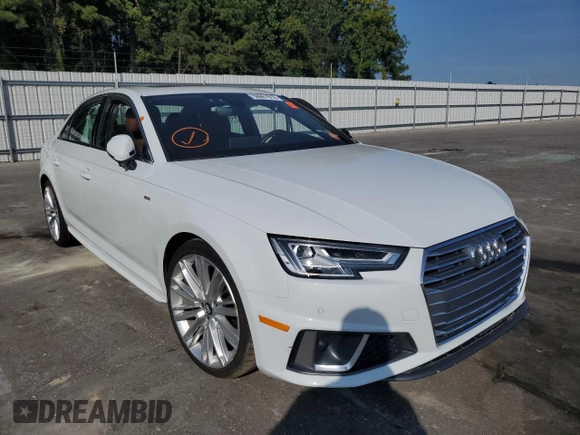 2019 Audi A4 Premium Plus with VIN WAUENAF45KN011604, listed as a Copart auction lot 59967812 with 33,399 mi miles. Bid and sale history available at carsss.com. Image 1.