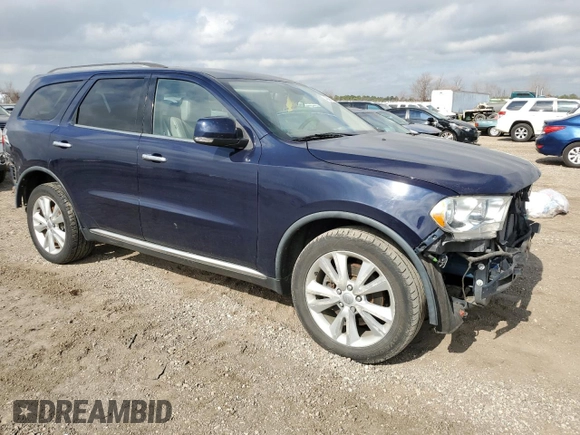 2013 Dodge Durango Crew with VIN 1C4SDHDT3DC697734, listed as a Copart auction lot 43588155 with 150,720 mi miles and Salvage title. Bid and sale history available at DreamBid. Image 4.