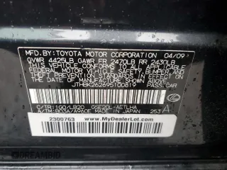 2009 Lexus IS 250 with VIN JTHBK262695100819, listed as a Copart auction lot 50980215 with 205,237 mi miles and Salvage Title. Bid and sale history available at DreamBid. Image 14.