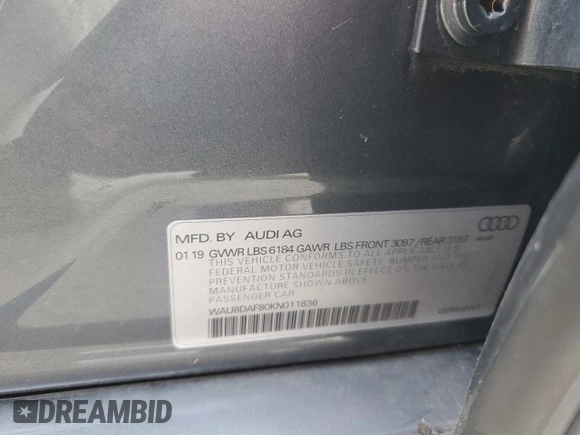 2019 Audi A8 с VIN WAU8DAF80KN011836, выставлен на аукционе Copart как лот 62302435 с пробегом 112 440 миль миль и Списание • Salvage title. История ставок и продаж доступна на DreamBid. Изображение 12.