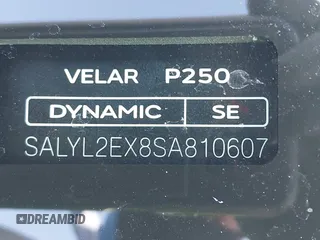 2025 Land Rover Range Rover Velar Dynamic SE with VIN SALYL2EX8SA810607, listed as a IAAI auction lot 41568626 with 565 mi miles and . Bid and sale history available at DreamBid. Image 9.