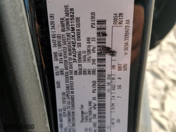 2018 Ford Fiesta SE with VIN 3FADP4EJXJM115828, listed as a Copart auction lot 41512035 with 106,582 mi miles and Salvage Title. Bid and sale history available at carsss.com. Image 15.