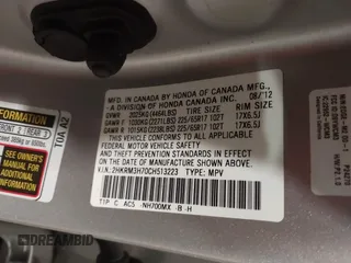 2012 Honda CR-V EX-L with VIN 2HKRM3H70CH513223, listed as a IAAI auction lot 41389365 with 94,516 mi miles. Bid and sale history available at carsss.com. Image 9.