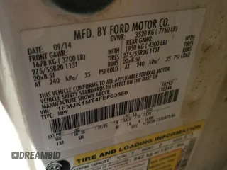 2015 Ford Expedition Max Platinum with VIN 1FMJK1MT4FEF03580, listed as a Copart auction lot 86885804 with 131,269 mi miles and Salvage title. Bid and sale history available at DreamBid. Image 13.