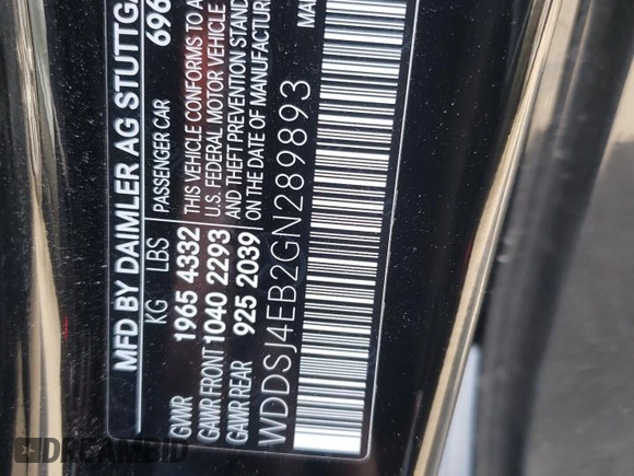 2016 Mercedes-Benz CLA 250 with VIN WDDSJ4EB2GN289893, listed as a Copart auction lot 42126474 with 57,109 mi miles and . Bid and sale history available at DreamBid. Image 12.