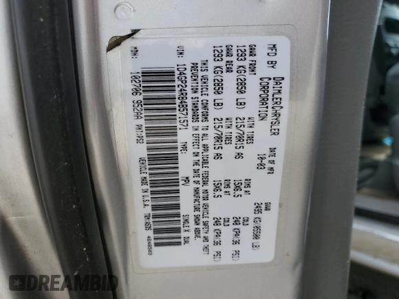 2004 Dodge Caravan SE z VIN 1D4GP24R84B571571, wystawiony jako Copart lot #72014114 z przebiegiem 355 949 mil mil oraz Szkoda całkowita • Salvage title. Historia ofert i sprzedaży dostępna na DreamBid. Obrazek 13.