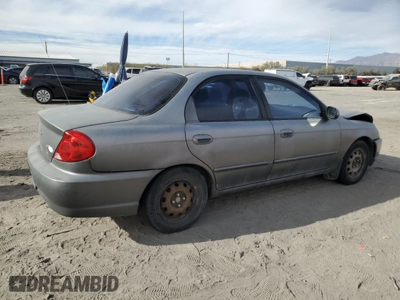 2003 Kia Spectra with VIN KNAFB121935265035, listed as a Copart auction lot 86407934 with 201,586 mi miles and Salvage Title. Bid and sale history available at DreamBid. Image 3.