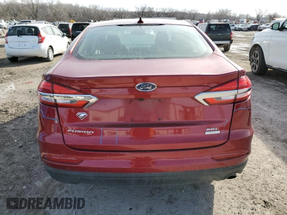 2019 Ford Fusion SEL with VIN 3FA6P0CD0KR250996, listed as a Copart auction lot 46589115 with 50,057 mi miles and Salvage Title. Bid and sale history available at carsss.com. Image 6.