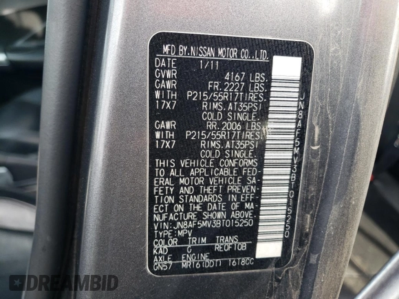 2011 Nissan Juke SL with VIN JN8AF5MV3BT015250, listed as a Copart auction lot 86096404 with 105,178 mi miles and Salvage Title. Bid and sale history available at DreamBid. Image 12.