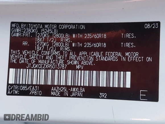 2024 Lexus NX 350h Premium z VIN JTJGKCEZXR5013787, wystawiony jako IAAI lot #42161932 z przebiegiem 19 251 mil mil oraz . Historia ofert i sprzedaży dostępna na DreamBid. Obrazek 9.