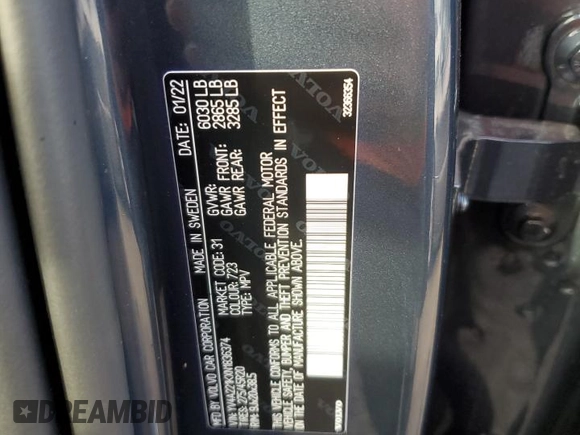 2022 Volvo XC90 Momentum with VIN YV4A221KXN1836374, listed as a Copart auction lot 73677533 with 7,766 mi miles and . Bid and sale history available at DreamBid. Image 12.
