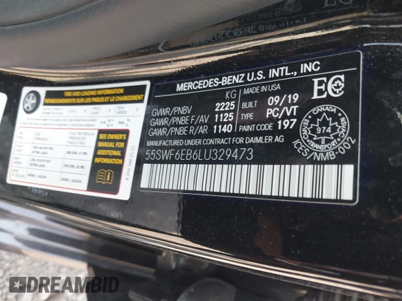 2020 Mercedes-Benz C 43 AMG with VIN 55SWF6EB6LU329473, listed as a IAAI auction lot 40080118 with 26,041 mi miles and . Bid and sale history available at carsss.com. Image 9.