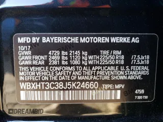 2018 BMW X1 xDrive28i with VIN WBXHT3C38J5K24660, listed as a Copart auction lot 44387043 with 59,786 mi miles. Bid and sale history available at carsss.com. Image 12.