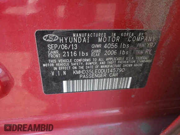 2013 Hyundai Elantra GT with VIN KMHD35LE0DU145790, listed as a Copart auction lot 80953214 with 190,730 mi miles and Salvage Title. Bid and sale history available at carsss.com. Image 13.