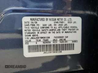 2008 Infiniti EX Journey with VIN JNKAJ09F78M361298, listed as a Copart auction lot 49075755 with 164,080 mi miles and Salvage title. Bid and sale history available at DreamBid. Image 13.