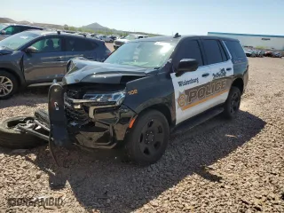 2023 Chevrolet Tahoe Commercial with VIN 1GNSCLED2PR452185, listed as a Copart auction lot 67474434 with 10,595 mi miles and Salvage Title. Bid and sale history available at carsss.com. Image 1.