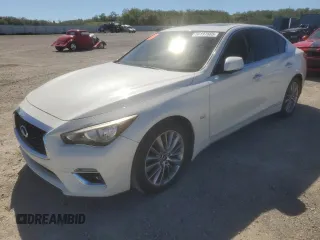2018 Infiniti Q50 3.0t LUXE with VIN JN1EV7APXJM590653, listed as a Copart auction lot 50197665 with 75,736 mi miles and Salvage Title. Bid and sale history available at carsss.com. Image 1.