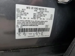 2021 Ford Explorer Limited z VIN 1FMSK8FH6MGB92399, wystawiony jako Copart lot #57482785 z przebiegiem 51 795 mil mil oraz Szkoda całkowita • Salvage title. Historia ofert i sprzedaży dostępna na DreamBid. Obrazek 14.
